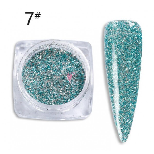 Sclipici Holografic Diamond Shinning Glitter pentru unghii DSG007 - Turcoaz